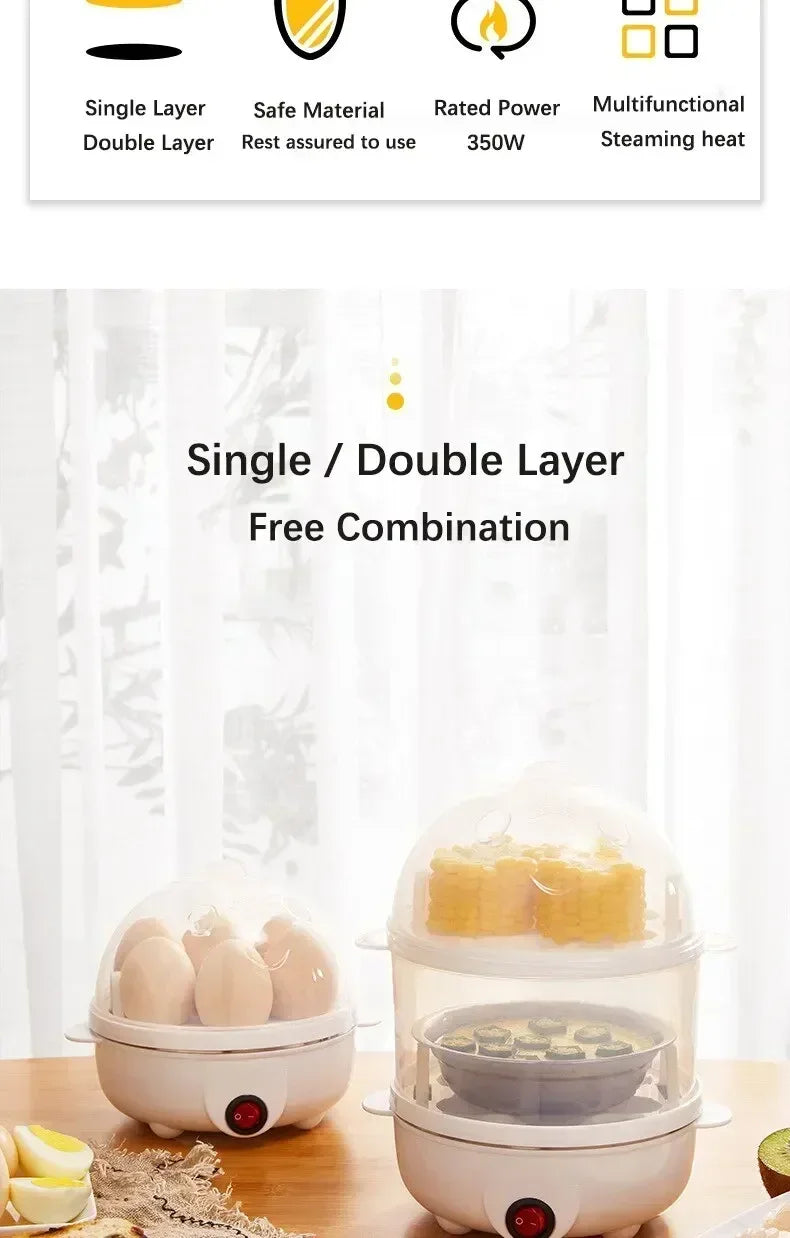 Multifunctional Electric Egg Boiler Double Layers Cooker Mini Steamer Poacher Kitchen Cooking Breakfast Machine breakfast maker