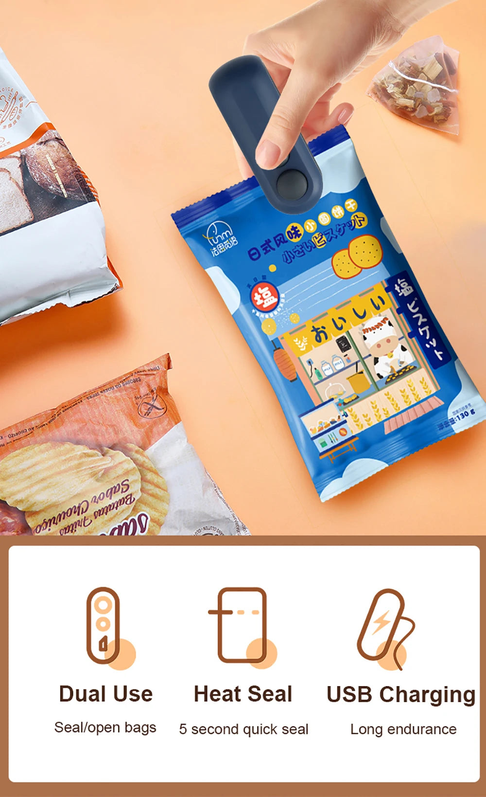 Mini Heat Bag Sealing Machine Plastic Bag Sealer Portable Thermal Plastic Bag Sealants Handheld Plastic Bags Sealing Machine