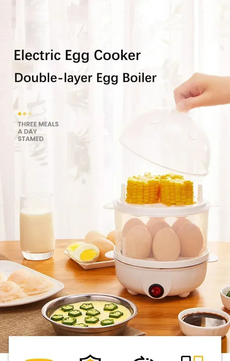 Multifunctional Electric Egg Boiler Double Layers Cooker Mini Steamer Poacher Kitchen Cooking Breakfast Machine breakfast maker