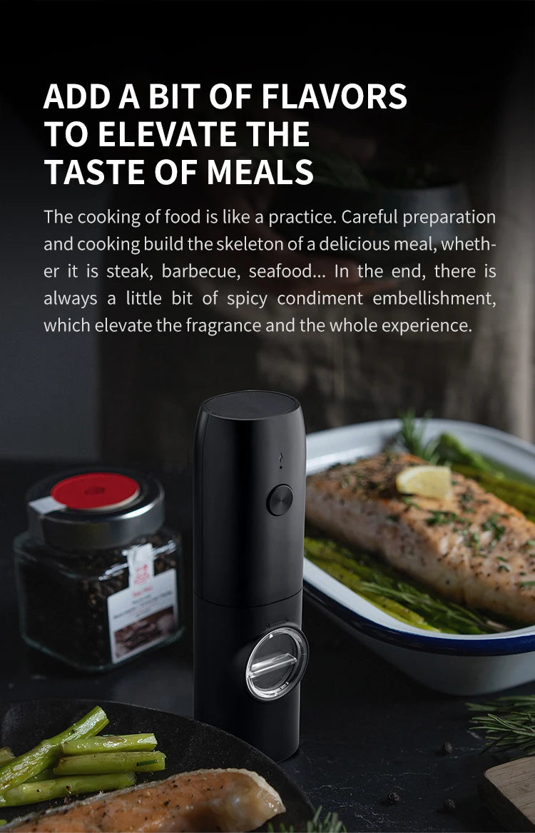 1/2PCS Electric Salt And Pepper Grinder with LED Light Gravity Sensing Adjustable Spice Mills Cordless Automatic Kitchen Gadget