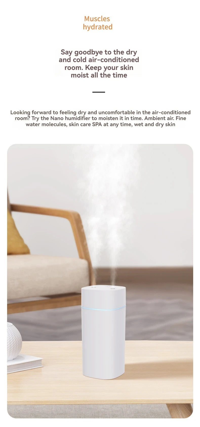 Dual-Nozzle USB Humidifier | 600ml/H Super Mist & Ultra Quiet | Car/Home Moisturizing Device