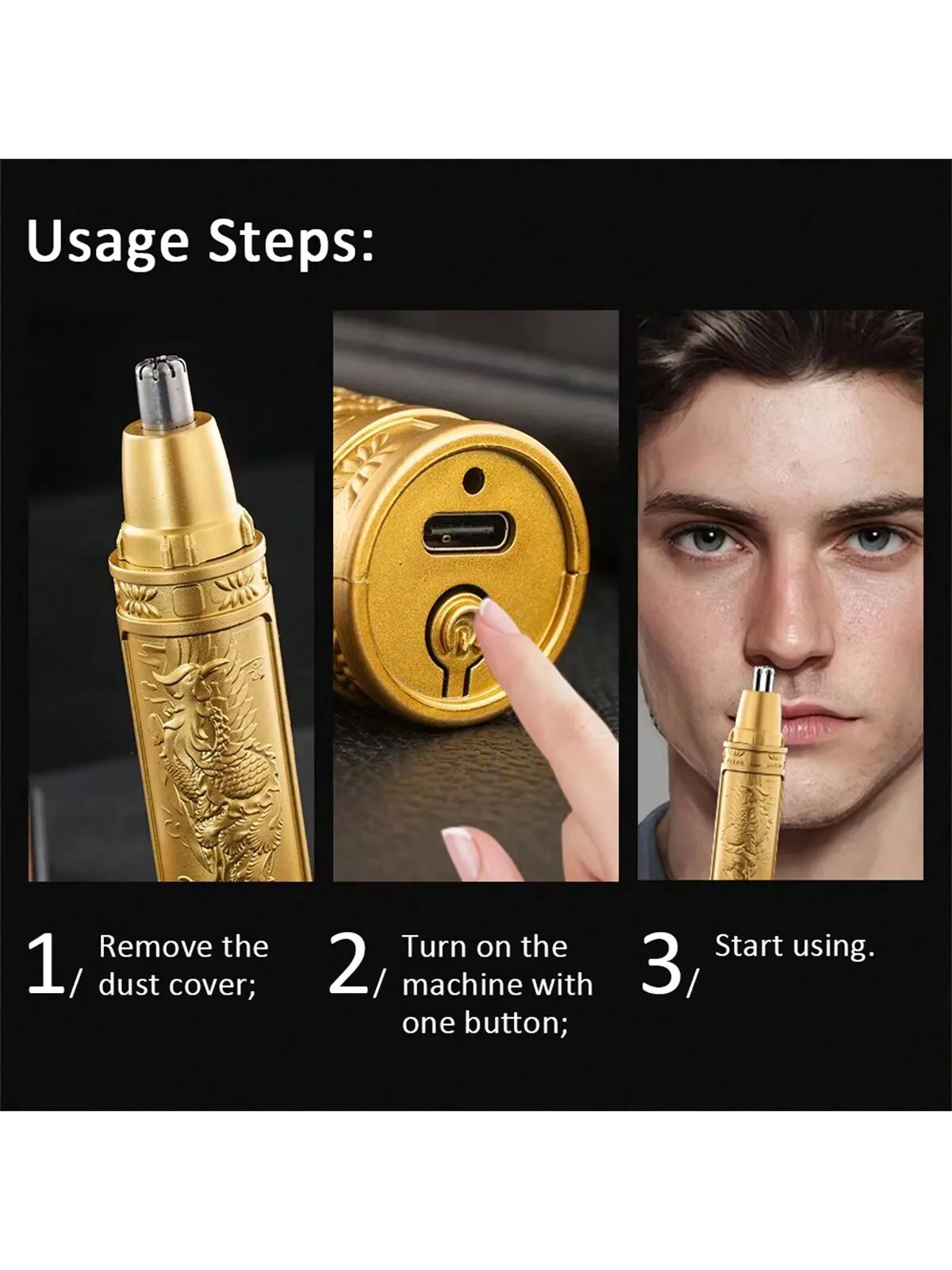 Ear and Nose Hair Trimmer for Men 360 Rotating Dual-Blade Electric Shaver Professional Ear Nose Hair Clipper Facial Hair Removal