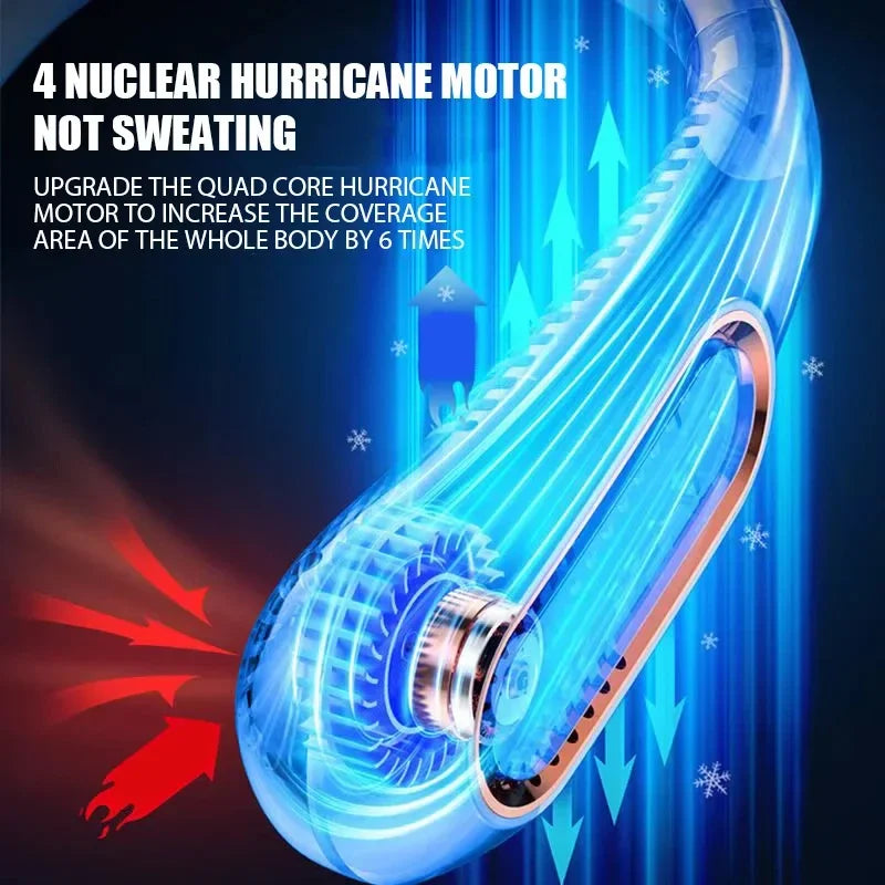 3000mAh Hanging Neck Fan Portable Bladeless Mini USB Rechargeable Mute LED Digital Display Electric Fan Summer Air Cooler New
