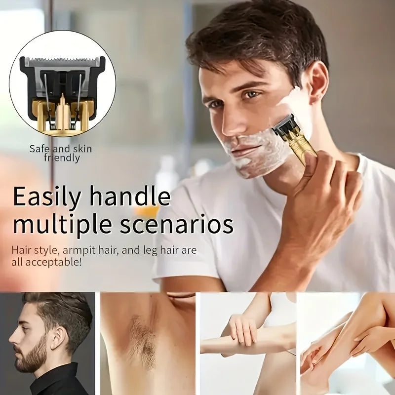 Professional Men's Electric Hair Clipper, USB Rechargeable Trimmer for Beard & Haircut, Cordless Grooming Kit, Father's Day Gift