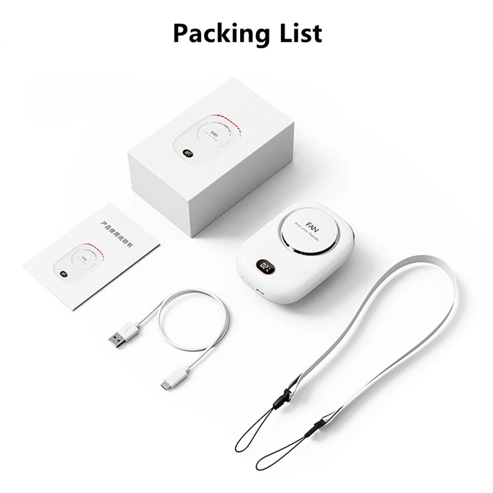 Portable Mini Fan Waist Clip Fan Rechargeable Hanging Neck Fan Outdoor Camping Waist Fan USB Small Cooling Pocket Fan for Travel