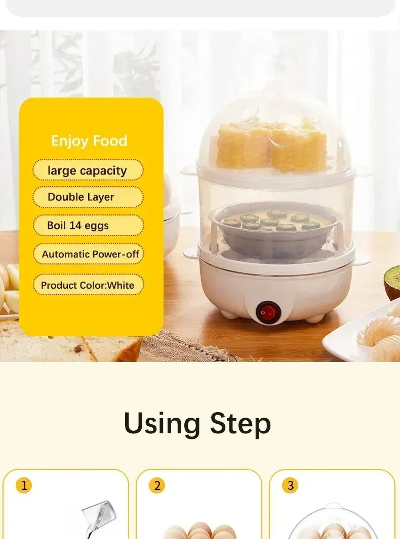 Multifunctional Electric Egg Boiler Double Layers Cooker Mini Steamer Poacher Kitchen Cooking Breakfast Machine breakfast maker