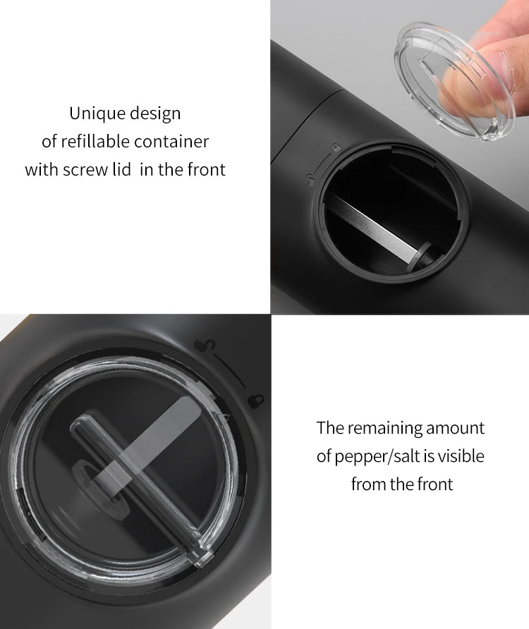 1/2PCS Electric Salt And Pepper Grinder with LED Light Gravity Sensing Adjustable Spice Mills Cordless Automatic Kitchen Gadget