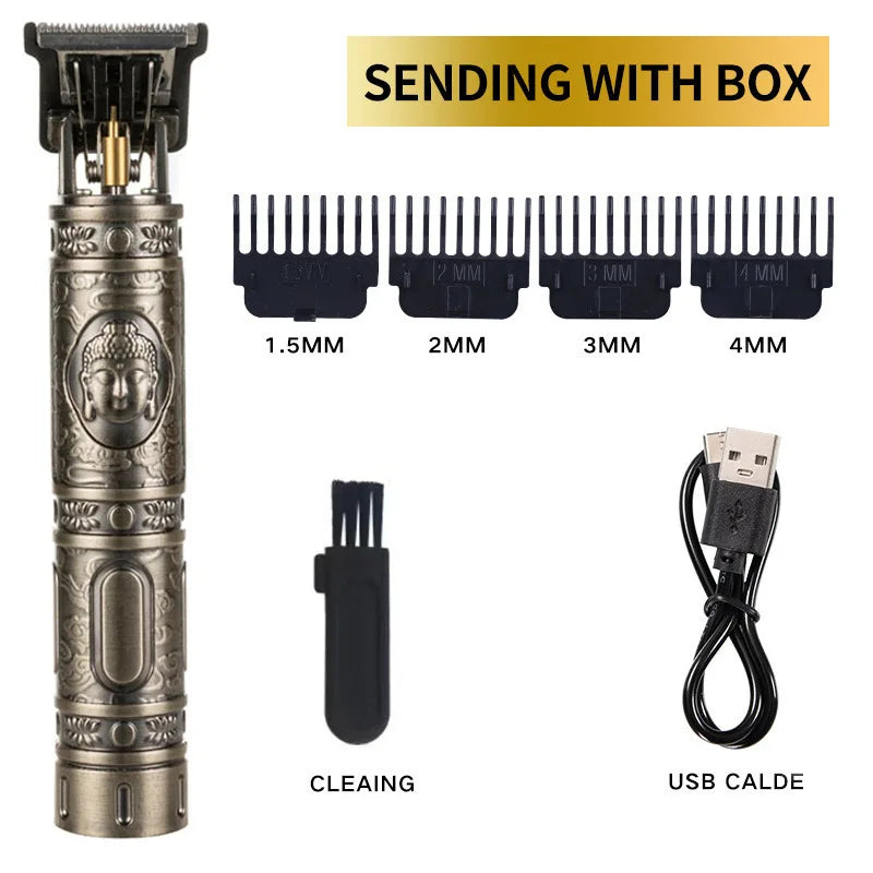 Professional Men's Electric Hair Clipper, USB Rechargeable Trimmer for Beard & Haircut, Cordless Grooming Kit, Father's Day Gift