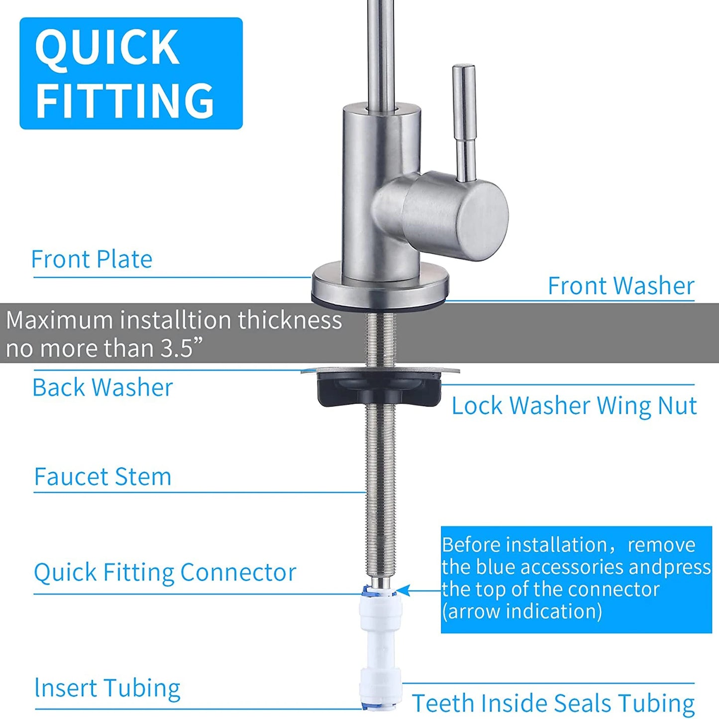 Water Purifier Faucet, Lead-Free Filtered Faucet Fits Reverse Osmosis Units or Water Filtration System Kitchen RO Faucet