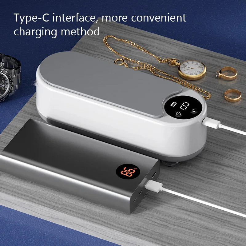 Ultrasonic Cleaner Wireless Glasses Cleaning Machine Eyewear Watch Jewelry Braces Cleaner Vibration Cleaning Box Removing Stains