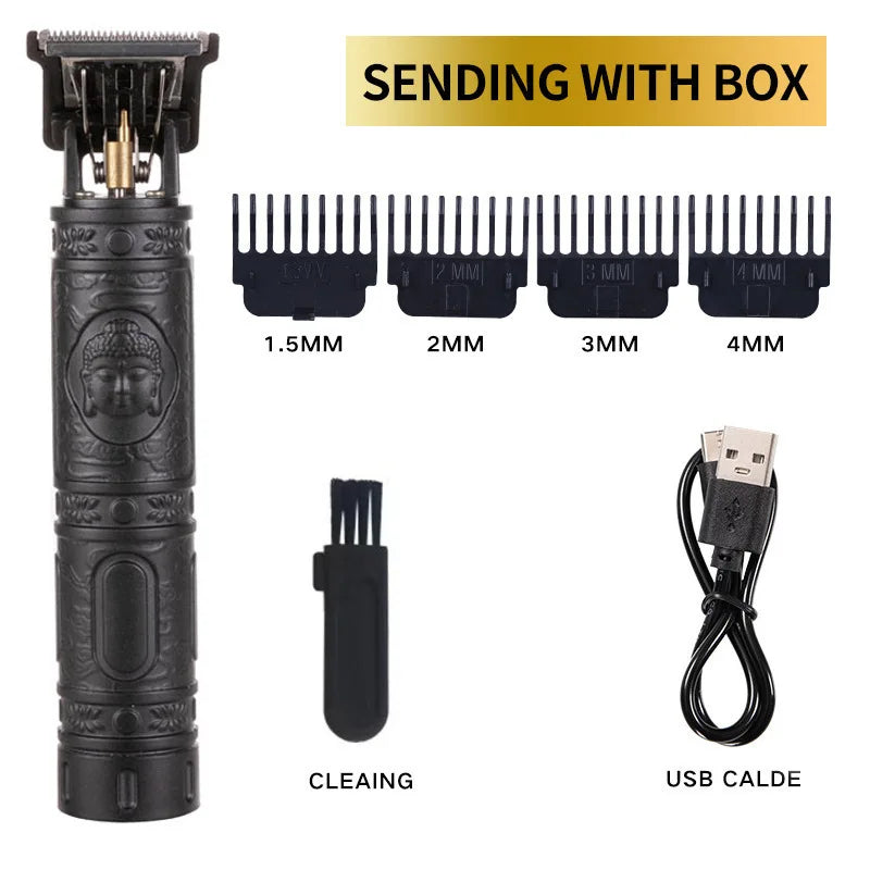 Professional Men's Electric Hair Clipper, USB Rechargeable Trimmer for Beard & Haircut, Cordless Grooming Kit, Father's Day Gift