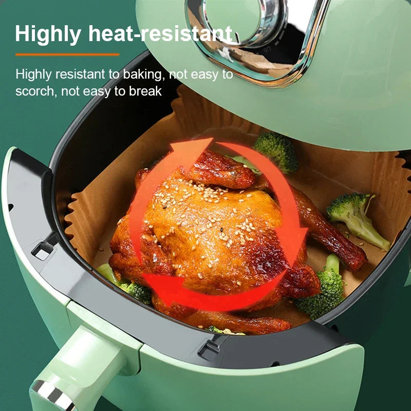 100Pcs Air Fryer Paper Oil Proof Isolation Paper Tray Disposable Non Stick Baking Pad Convenient And Durable Air Fryer Square