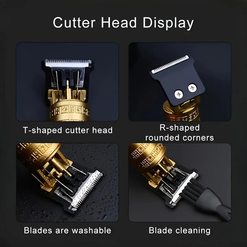 Professional Men's Electric Hair Clipper, USB Rechargeable Trimmer for Beard & Haircut, Cordless Grooming Kit, Father's Day Gift