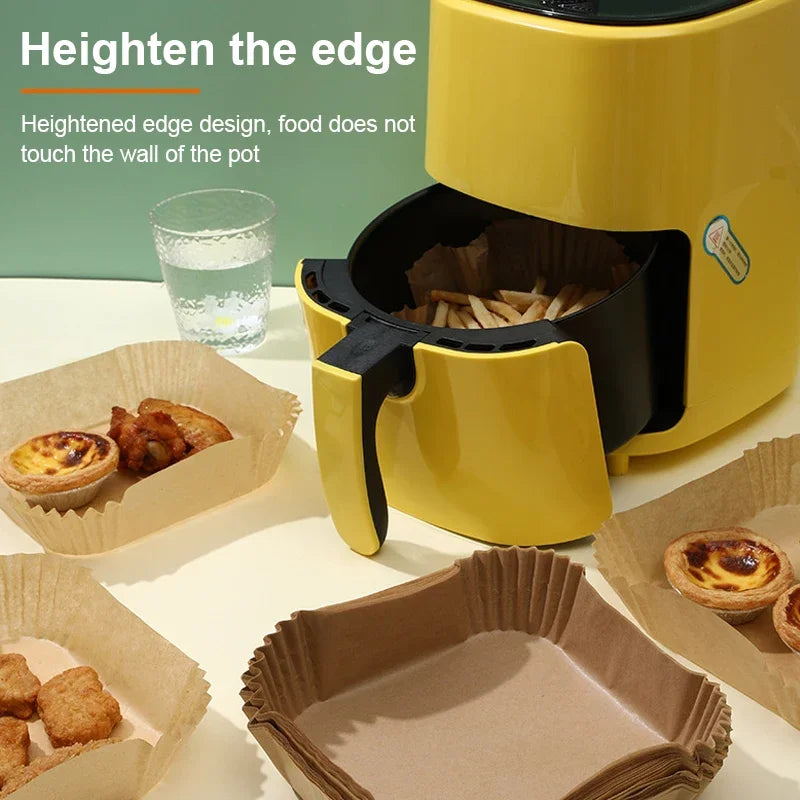 100Pcs Air Fryer Paper Oil Proof Isolation Paper Tray Disposable Non Stick Baking Pad Convenient And Durable Air Fryer Square