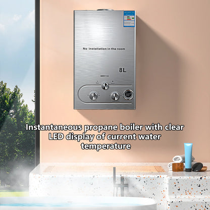 6L/8L Gas Water Heater Digital Stainless Steel Tankless Propane Gas LPG Boiler Heater Kits Home Camping Appliance