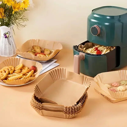 50Pcs Disposable Air Fryer Paper Oil Absorbing And Anti Oil Paper Tray Non Stick Baking Pad Large Toughness Square