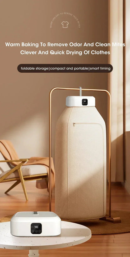 Mini Portable Dryer Foldable Electric Dryer Intelligent Timed Fast Drying Household Cabinet with Drying Bag Compact Travel Style