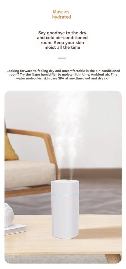 Dual-Nozzle USB Humidifier | 600ml/H Super Mist & Ultra Quiet | Car/Home Moisturizing Device