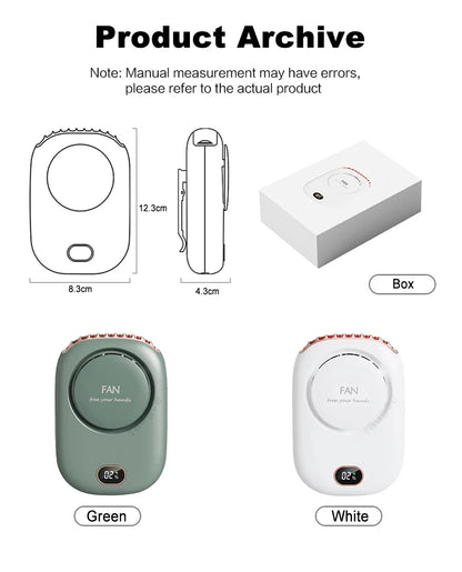 Portable Mini Fan Waist Clip Fan Rechargeable Hanging Neck Fan Outdoor Camping Waist Fan USB Small Cooling Pocket Fan for Travel