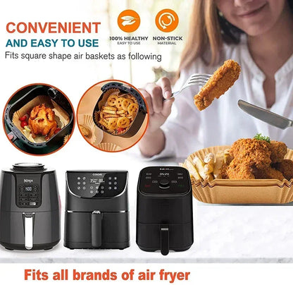 50Pcs Disposable Air Fryer Paper Oil Absorbing And Anti Oil Paper Tray Non Stick Baking Pad Large Toughness Square