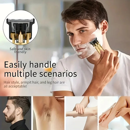 Professional Men's Electric Hair Clipper, USB Rechargeable Trimmer for Beard & Haircut, Cordless Grooming Kit, Father's Day Gift