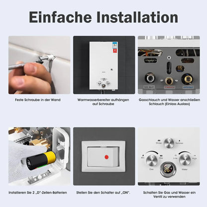 8/16/18L LPG Propane Gas Tankless Water Heater Instant Hot Water Heater Boiler for Outdoor Camping With Shower Head Kit