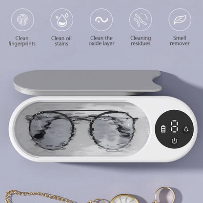 Ultrasonic Cleaner Wireless Glasses Cleaning Machine Eyewear Watch Jewelry Braces Cleaner Vibration Cleaning Box Removing Stains