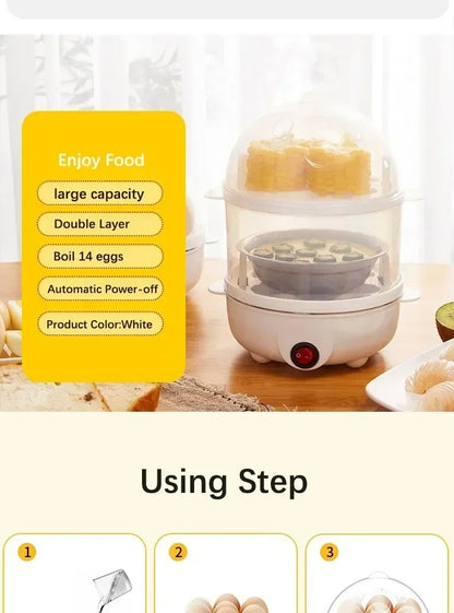 Multifunctional Electric Egg Boiler Double Layers Cooker Mini Steamer Poacher Kitchen Cooking Breakfast Machine breakfast maker
