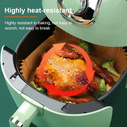 100Pcs Air Fryer Paper Oil Proof Isolation Paper Tray Disposable Non Stick Baking Pad Convenient And Durable Air Fryer Square